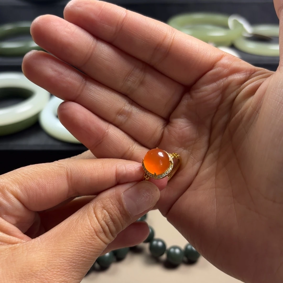 颈饰银S925镶嵌南红玛瑙戒指