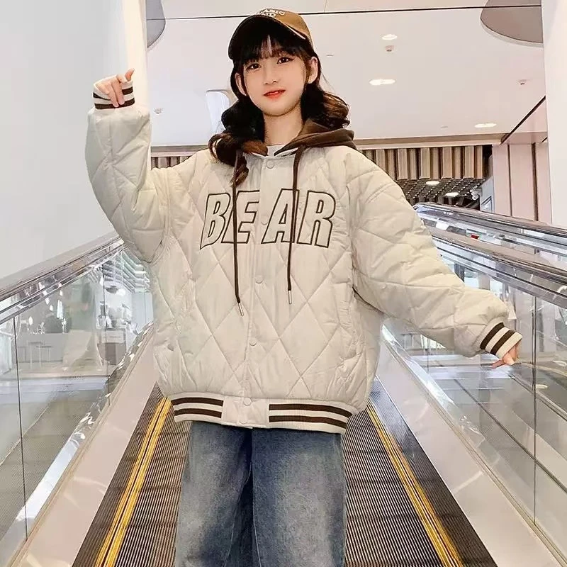 410155《现》优选韩版秋冬季儿童百搭连帽棒球服加棉外套