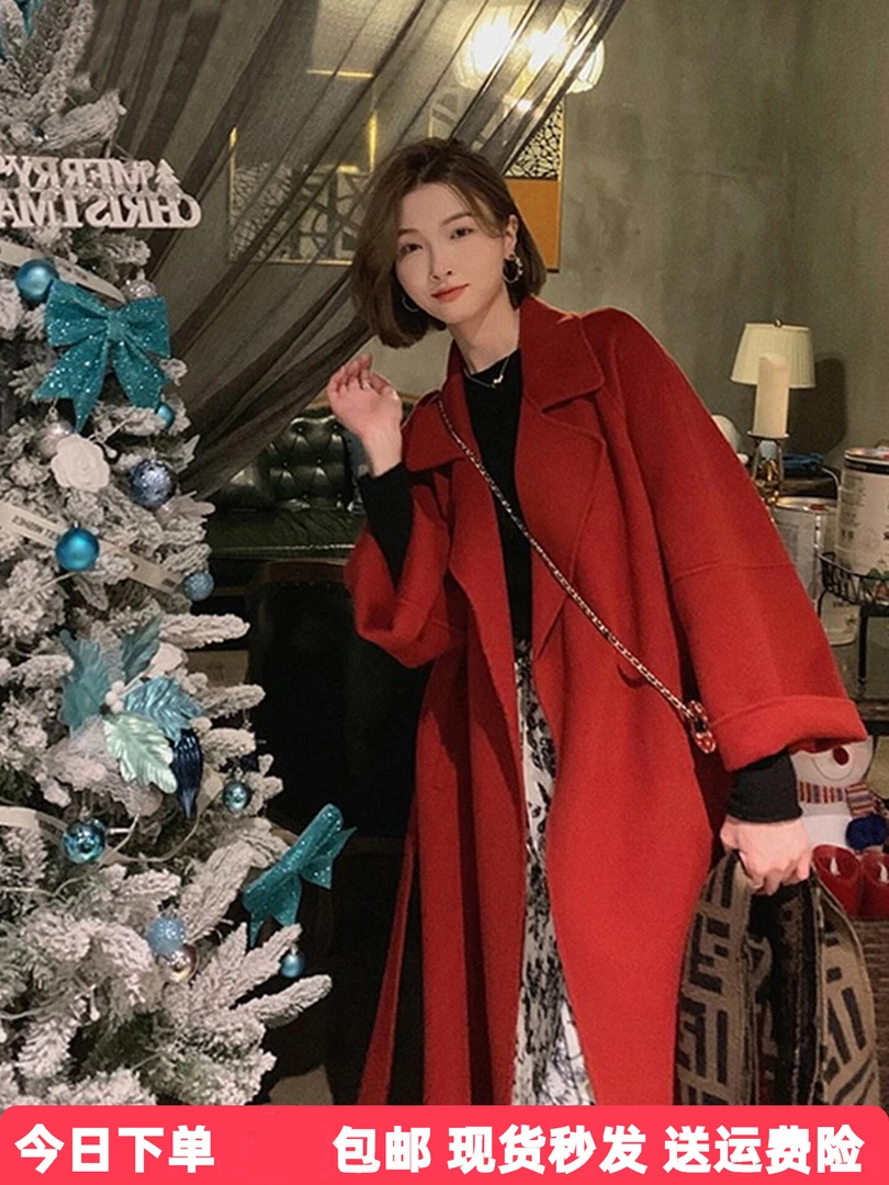 高级感双面羊毛呢子大衣女2025新款秋冬季赫本风韩系宽松毛呢外套