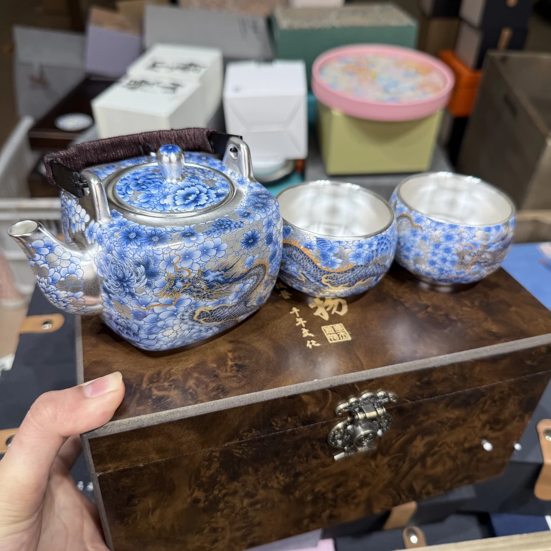 【闪购商品】龙凤鎏银提梁银壶1518