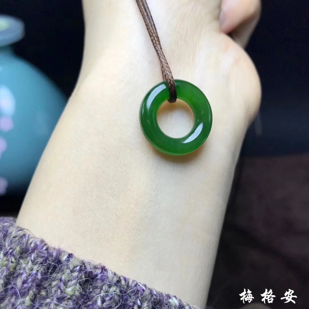 精品和田碧玉素圈diy吊坠