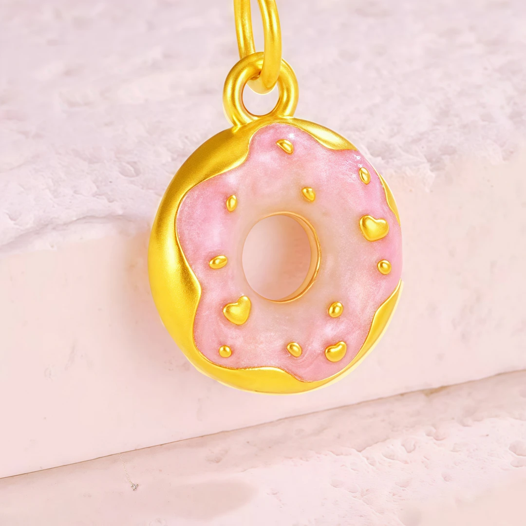 足金999金甜甜圈吊坠