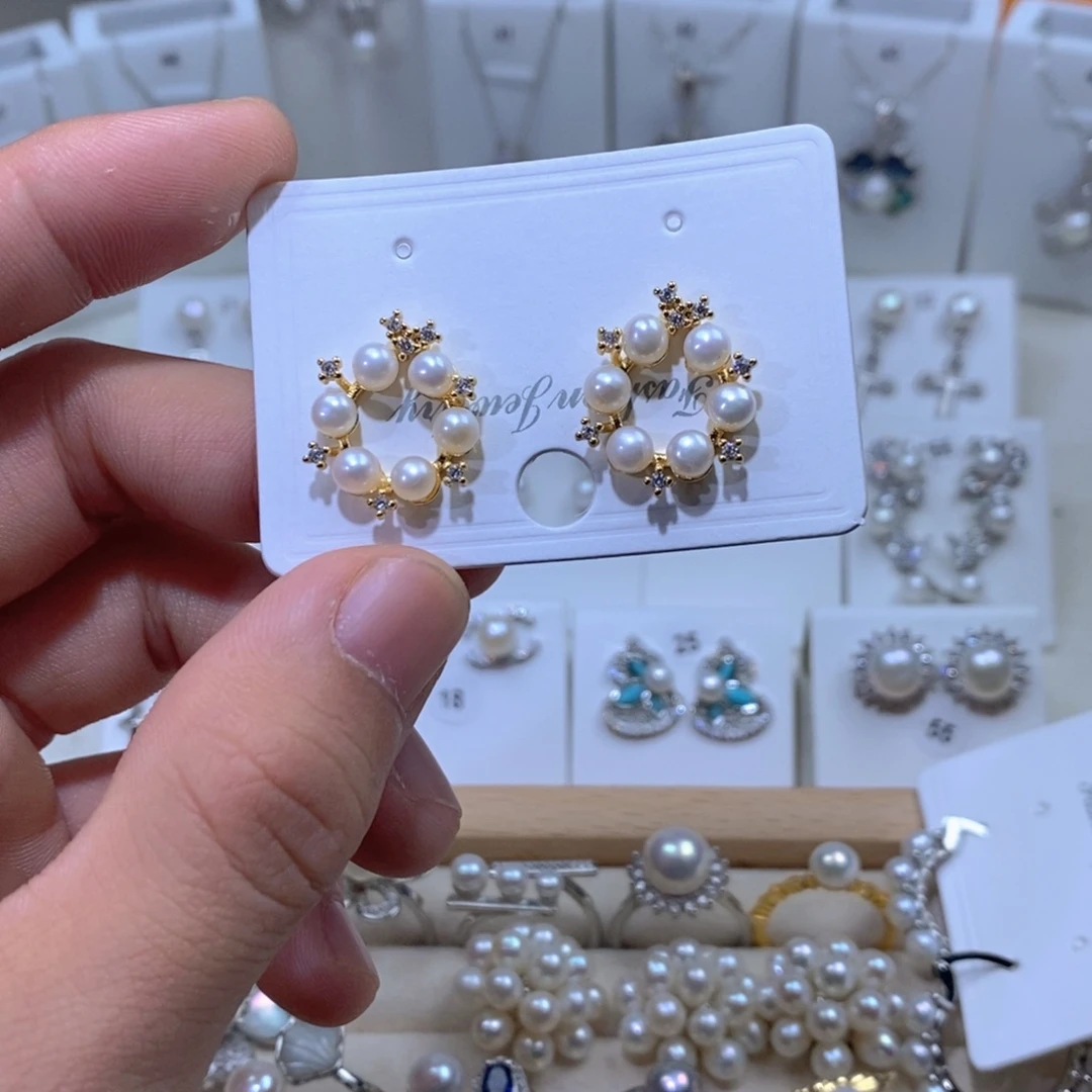 银S925镶嵌淡水珍珠耳坠