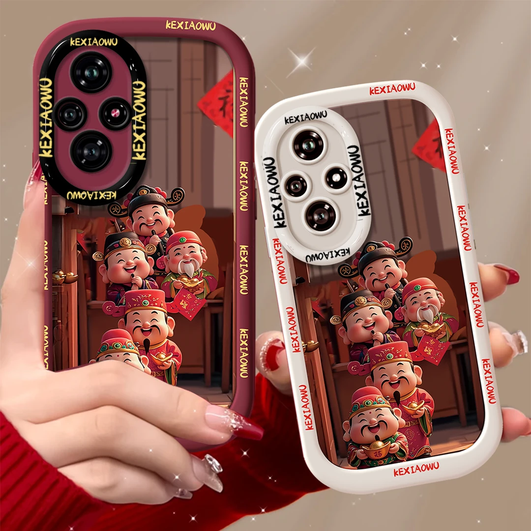 适用【荣耀200PRO】新年财神祝福全包喜庆创意防摔泡芙手机壳