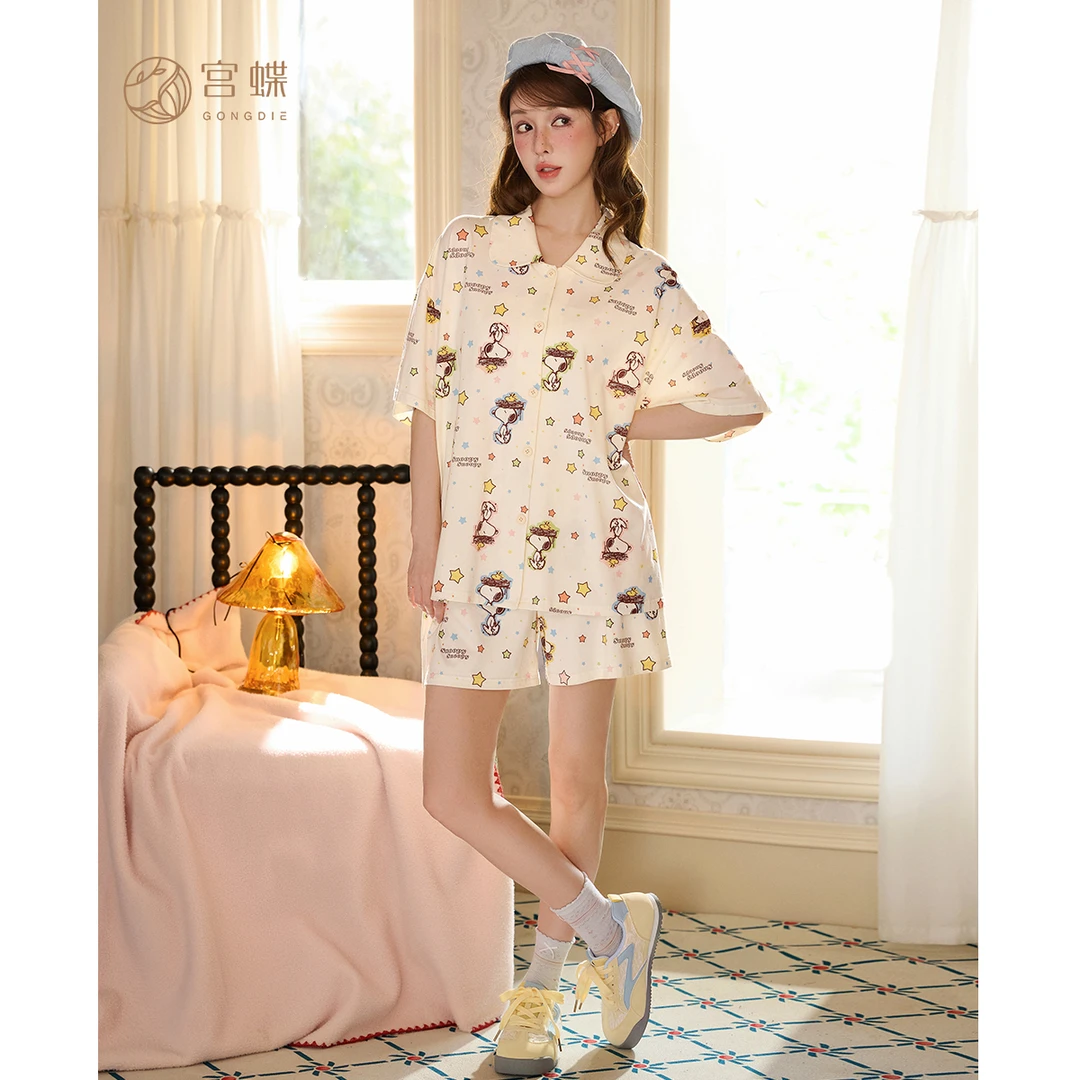 宫蝶【礼盒装】史努比女款卡通睡衣莫代尔棉夏季可爱短袖居家服薄款