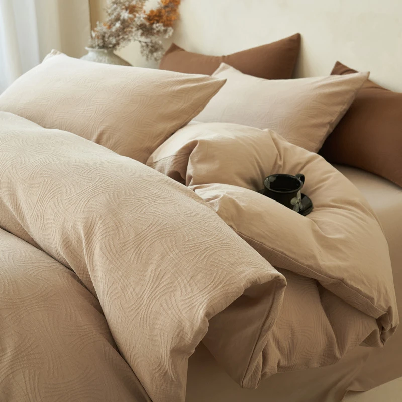 全棉提花三层纱四件套2025新款轻奢高端三件套床单被套床上用品