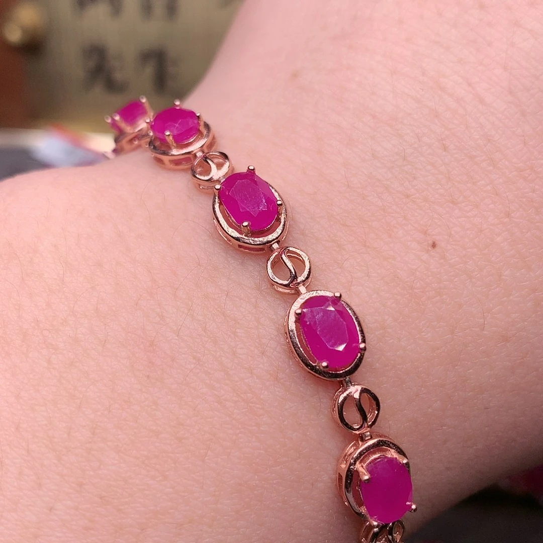 红宝石手链银S925镶嵌