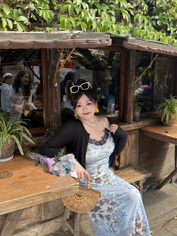 【年中青青】哒头【奥黛丽】微胖mm大码2025新款显瘦度假氛围感连衣裙