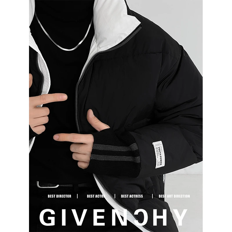 秋冬新款潮流美式街头立领保暖廓形棉服夹克外套