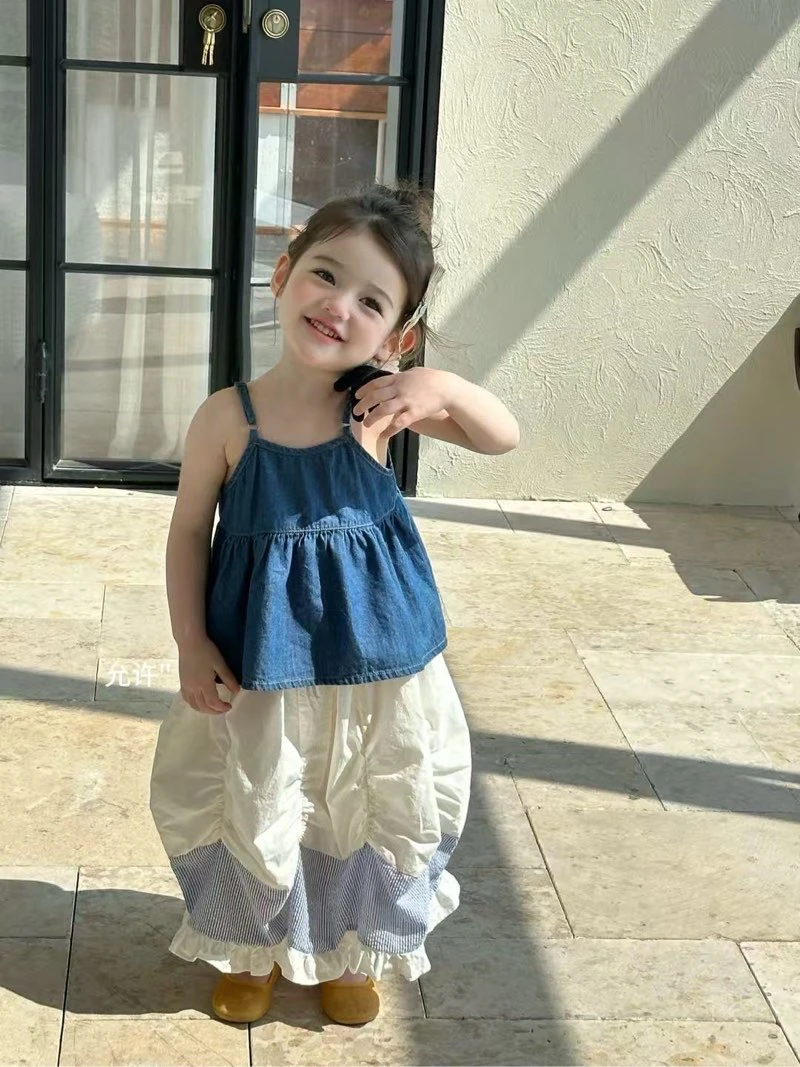 品牌童装夏季新款中小童女孩时尚百搭洋气韩版吊带上衣