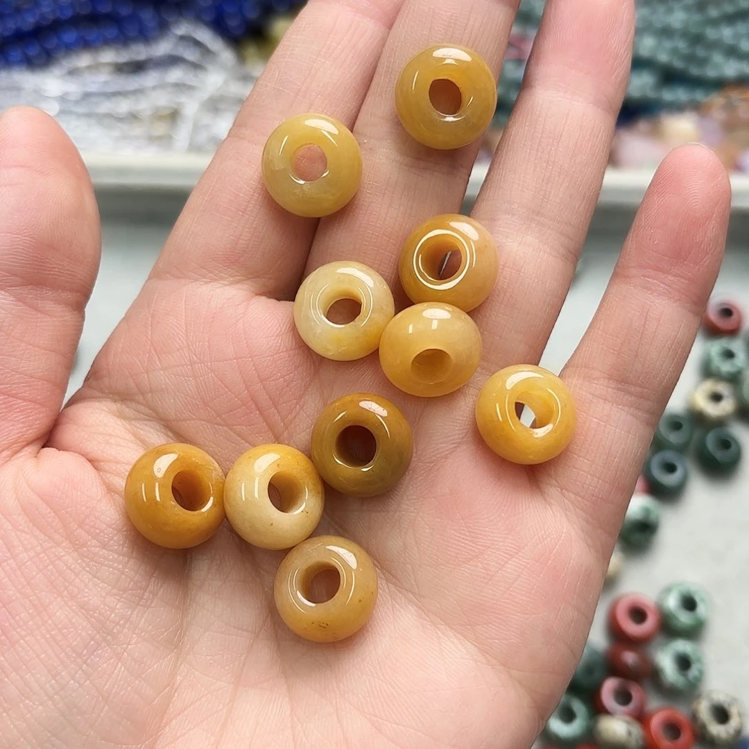 玛瑙/玉髓未镶嵌珠宝半成品卡14米黄玉面包圈4颗