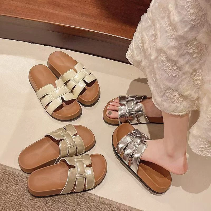 慵懒透气编织~！厚底增高外穿拖鞋2025夏季ins沙滩透气一字凉拖