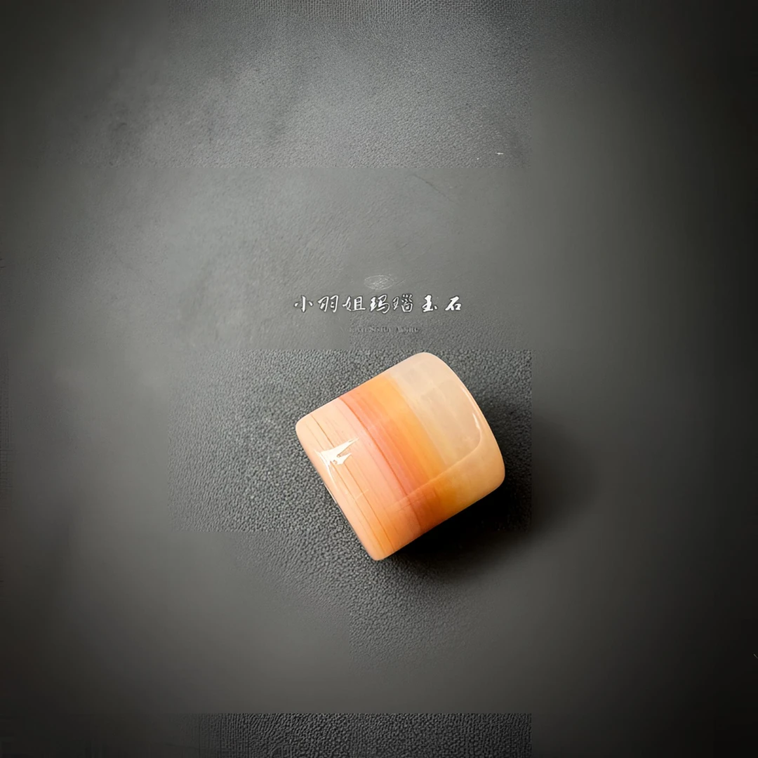 天然缠丝玛瑙满线剁珠桶珠 小肉色 尺寸 17.4*17.7