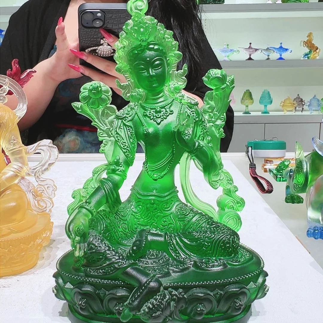 【闪购商品】手工艺品琉璃?***?绿度母 17cm