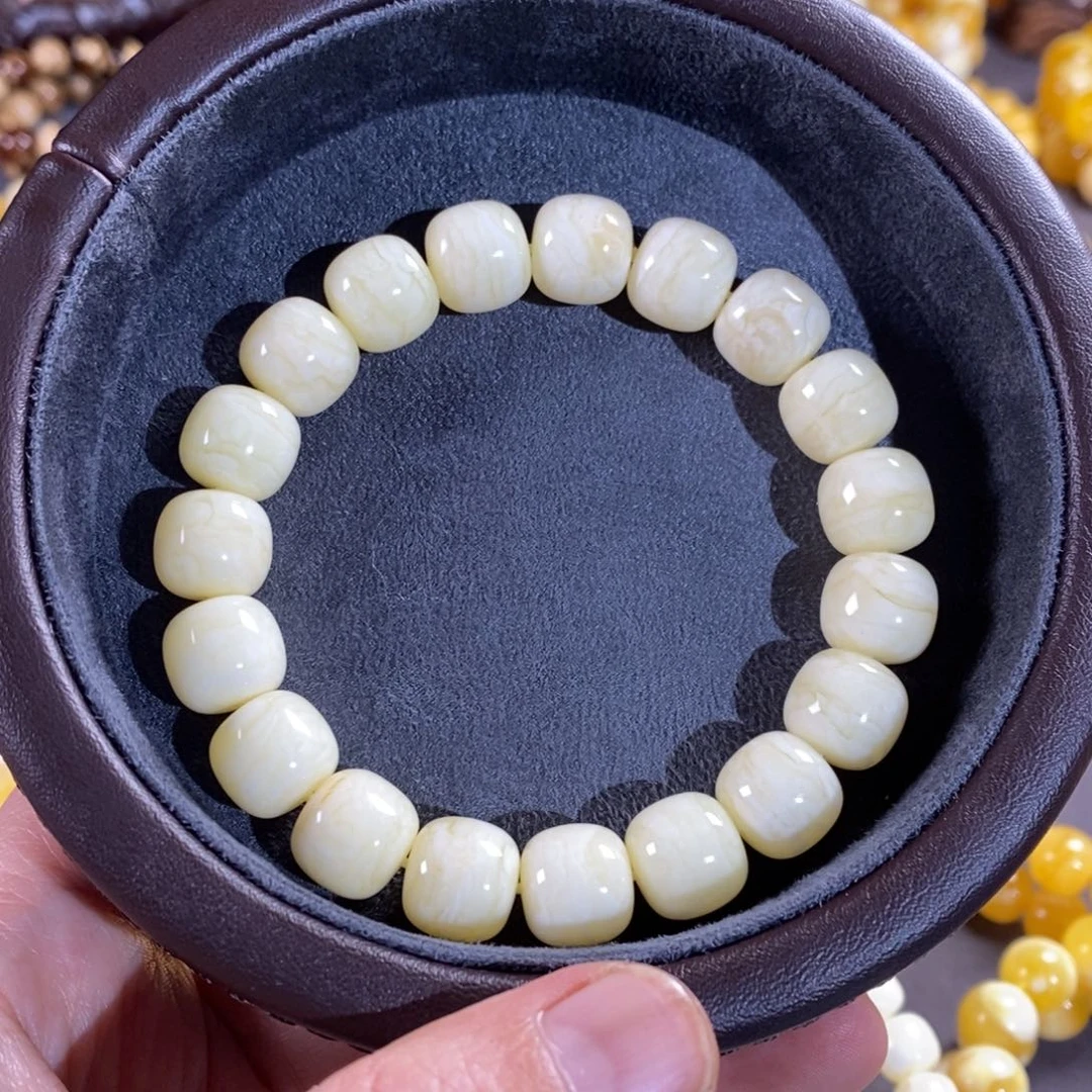 琥珀裸石未镶嵌╭**╮11.8mm同料虎皮纹手串