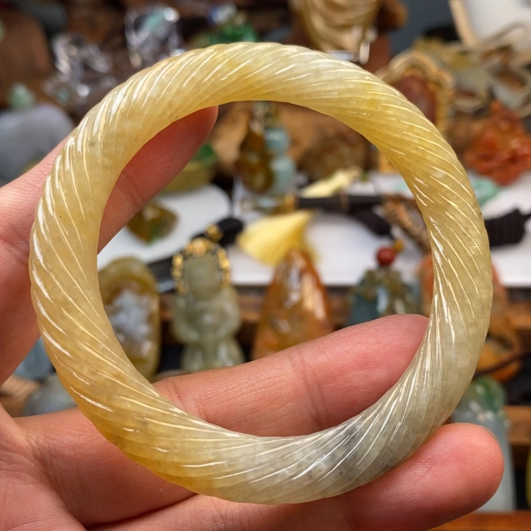翡翠未镶嵌颈饰黄翡麻花镯