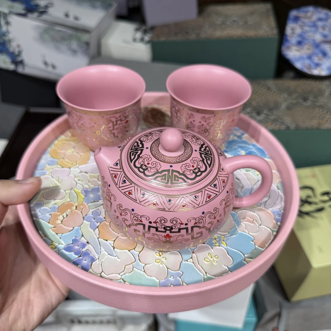 2店【闪购商品】叶老师粉紫砂一壶两杯加茶盘LL061