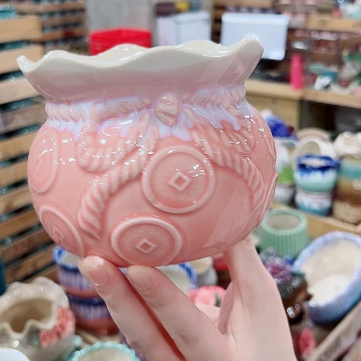 有孔.凑单10元陶瓷花盆发货！