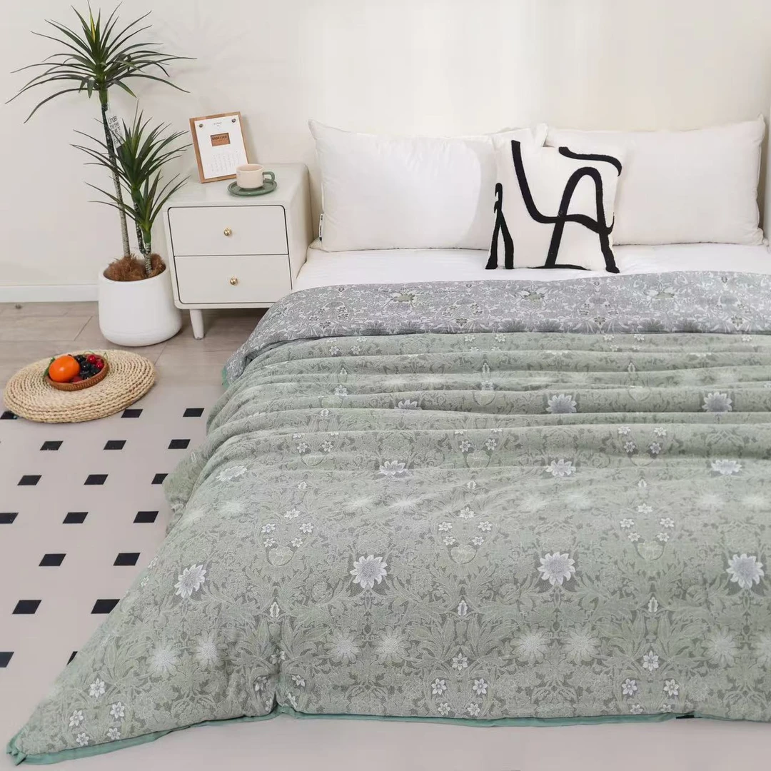 花花公子（茉莉）150X200cm 纯棉全棉 轻奢驼绒 双层纱单人四季被子