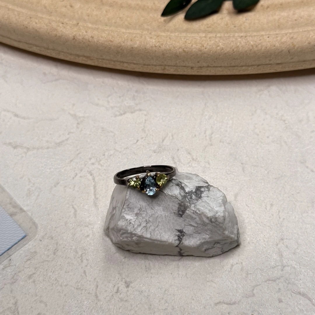 90新  【六六中古】孤品复古925托帕石戒指aj4796