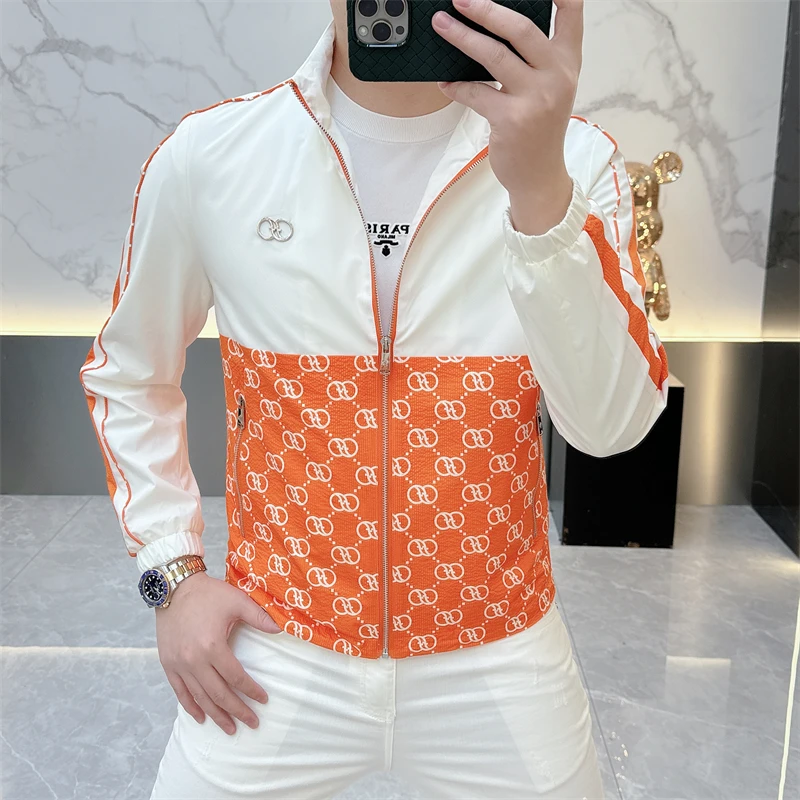 冰希潮牌.高品质欧货男士立领夹克拼色百搭时尚外套2025春季新款