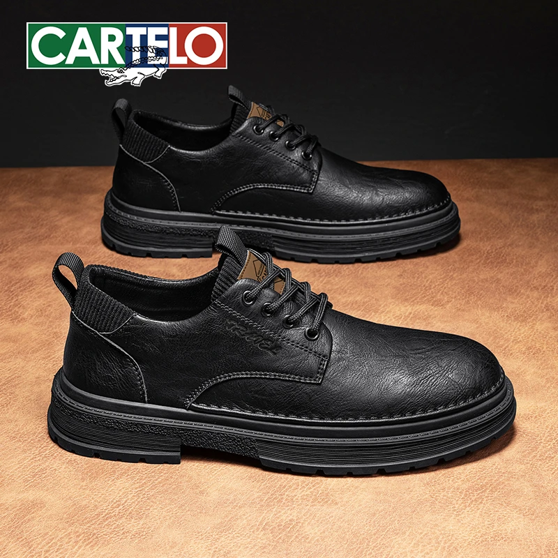 卡帝乐鳄鱼2025秋冬男鞋英伦风商务休闲时尚男士皮鞋厚底工装鞋子
