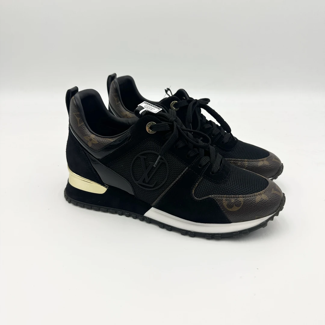99新 LouisVuitton/路易威登 38码/黑金老花runaway休闲鞋/pp0552