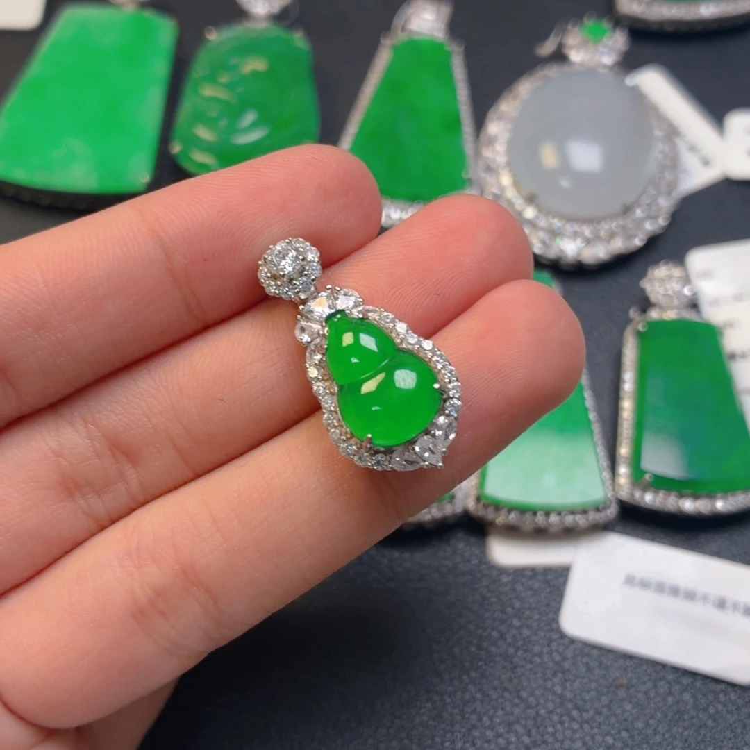 翡翠银S925镶嵌吊坠(不含链)