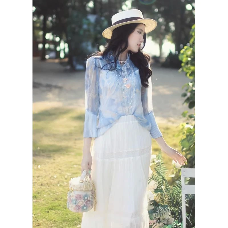 2-7【晴空微澜】重工淑媛气质百搭上衣