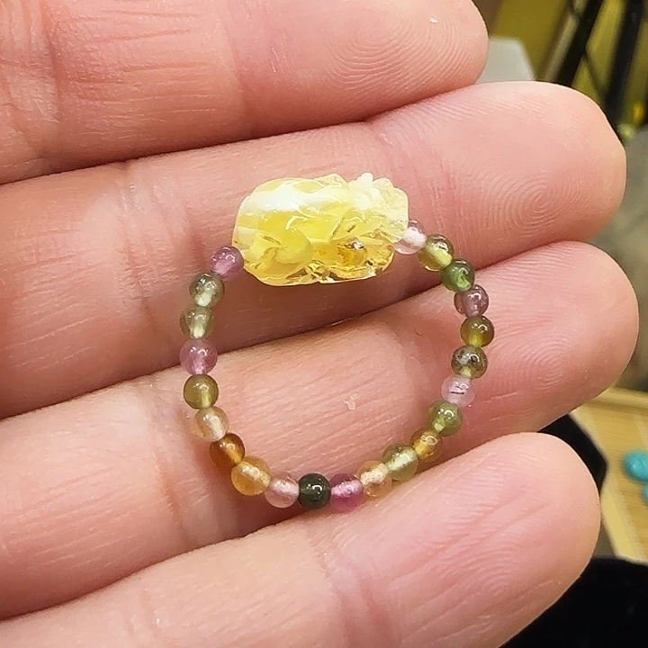 琥珀未镶嵌戒指天然蜜蜡貔貅戒指