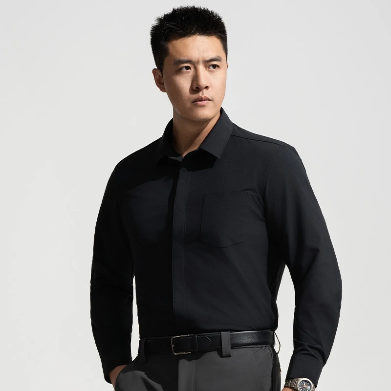 【龙牙】暗之火杉商务保暖长袖衬衫轻暖舒适通勤休闲男士衬衫