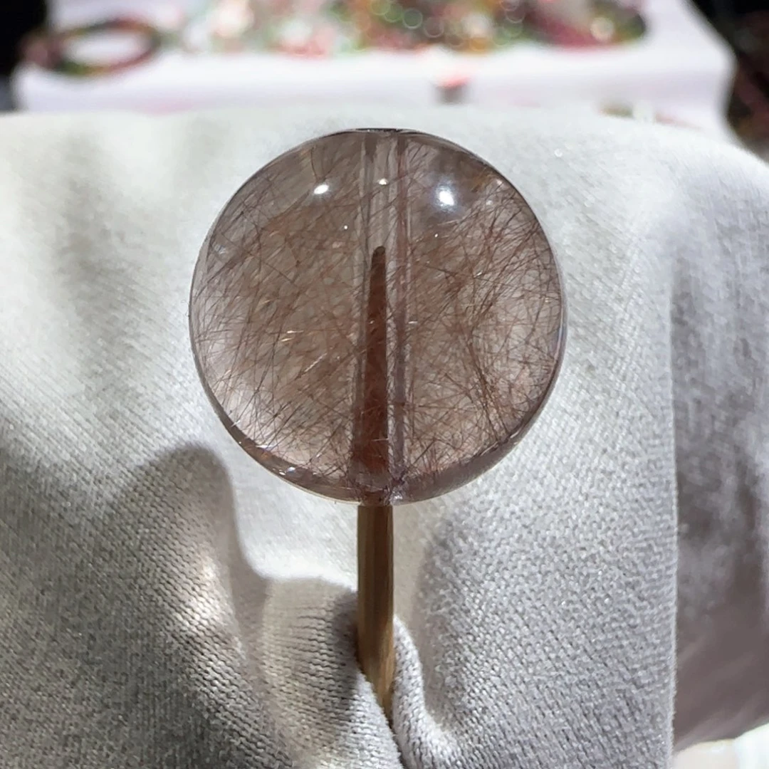 水晶单珠未镶嵌单珠红铜发晶14mm+