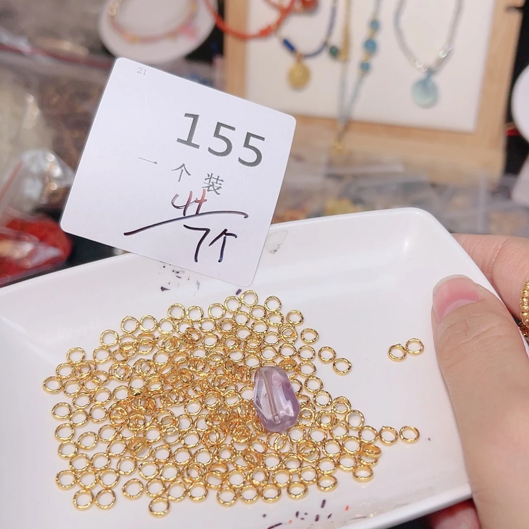 水晶珠宝半成品银S925镀金镶嵌155