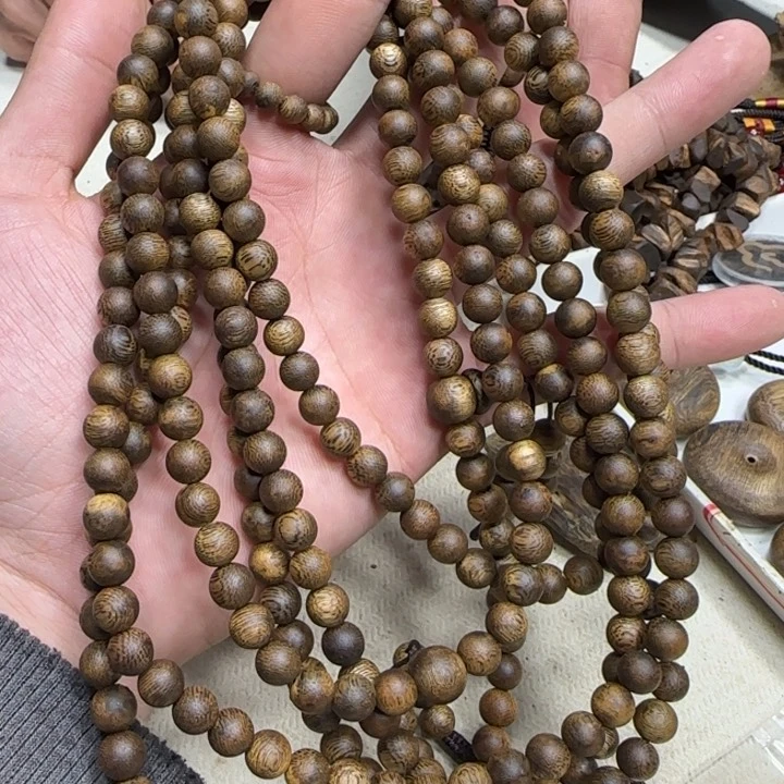 沉香木手串奇楠沉香圆珠长串0.7-16g金沙叶多样性发一条
