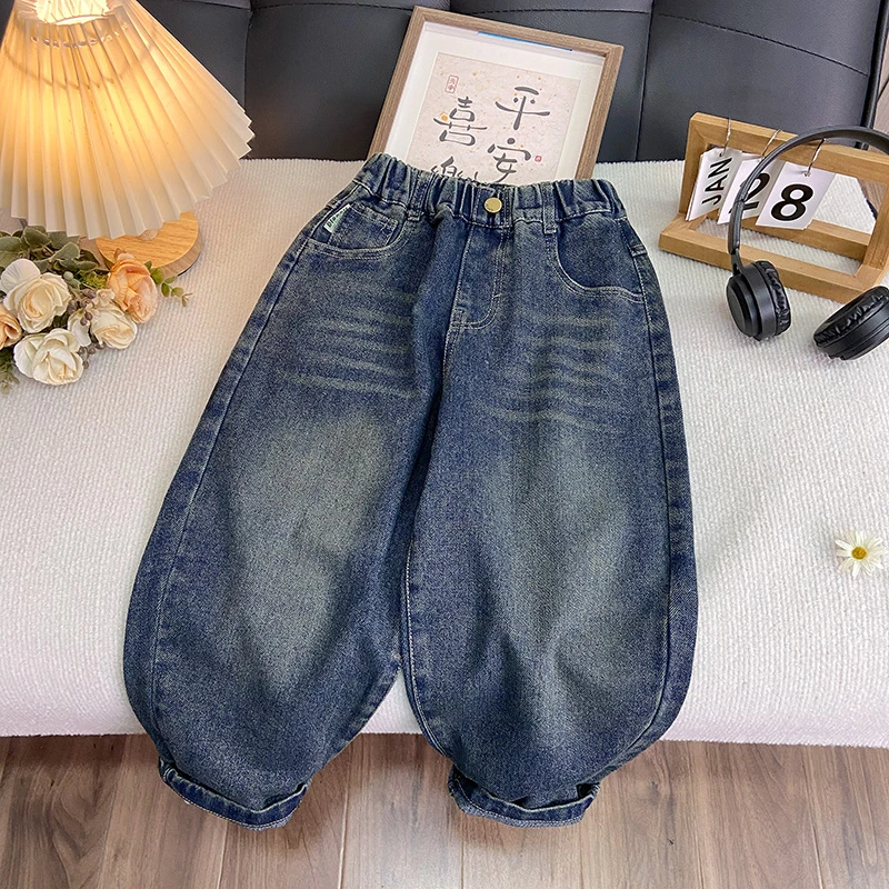 佑妈家童装 男女童春款牛仔裤儿童薄款长裤中大童弹力休闲裤