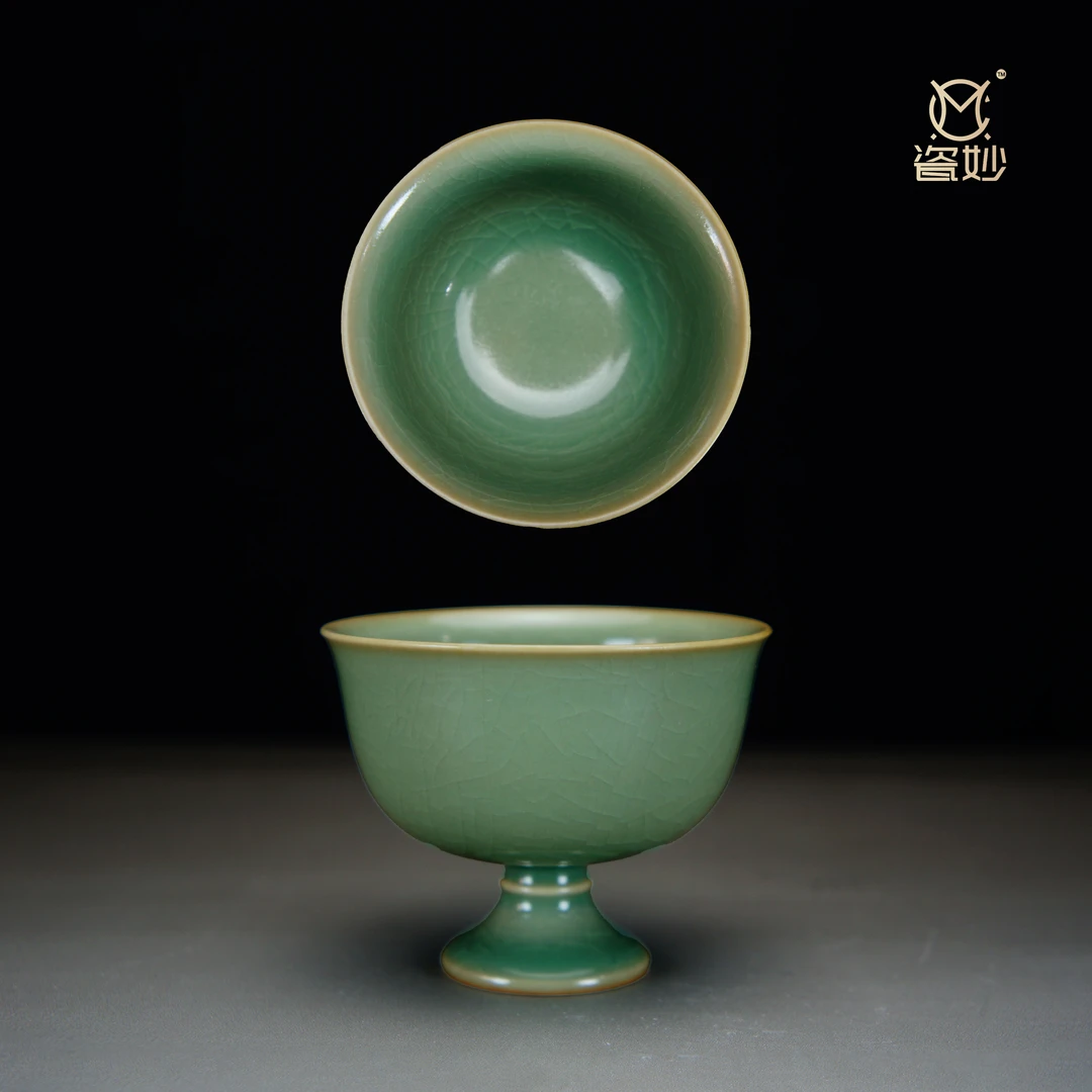 瓷妙汝瓷张公巷复烧青绿釉玉舟杯原矿玛瑙入釉汝州原产地发货