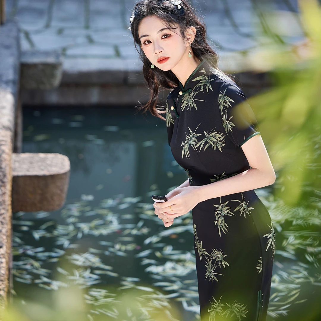 庸册日常显瘦旗袍夏季包臀裙复古中国风气质旗袍裙