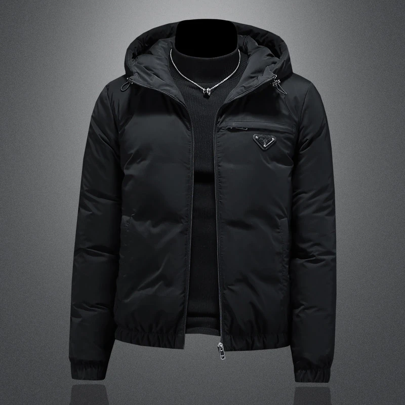 巴赛娜缇时尚休闲羽绒服男短款连帽时尚冬装保暖外套新款羽绒衣潮