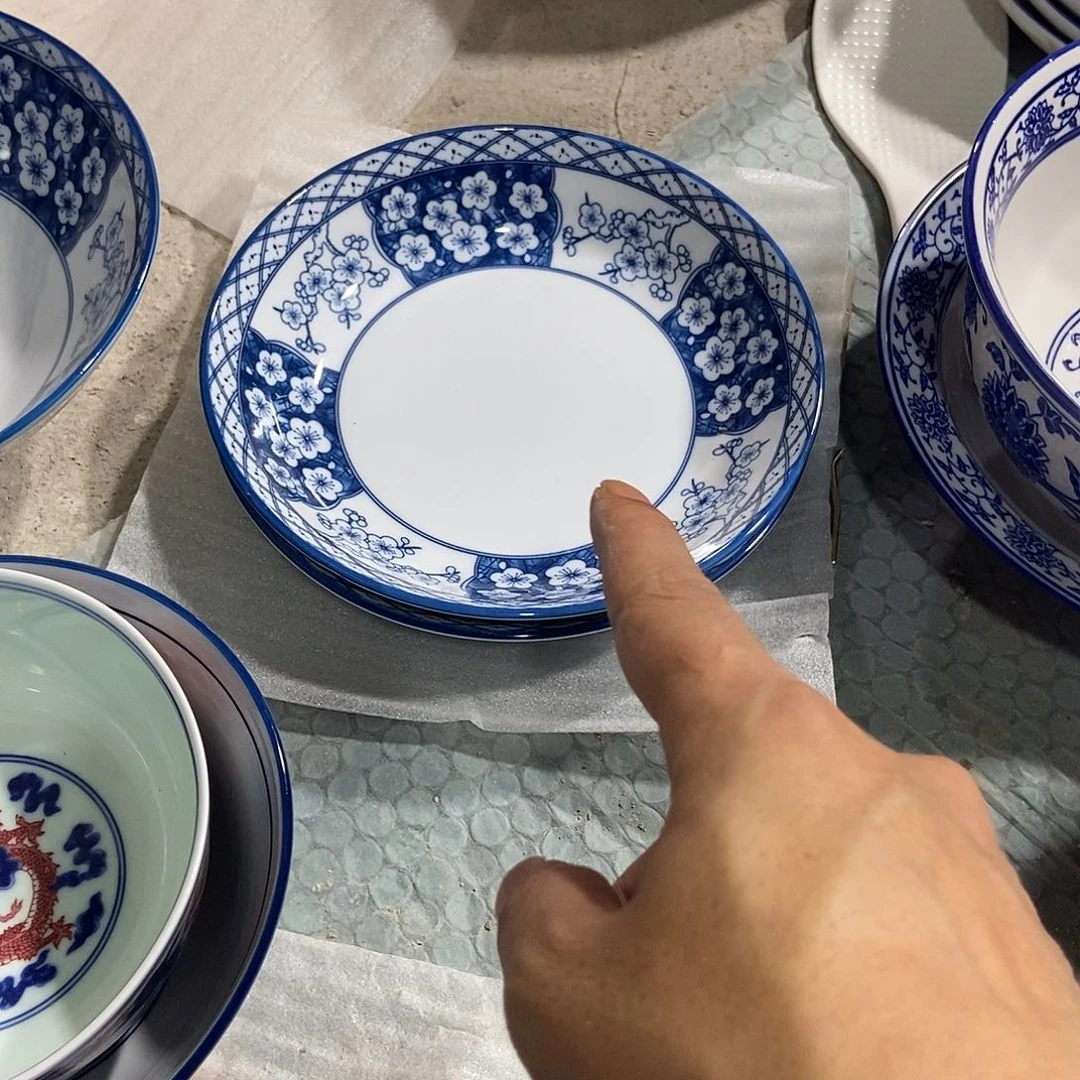 瓷片花*景德镇陶瓷盘子4个7寸
