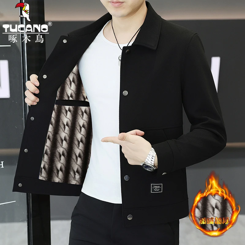 TUCANO/啄木鳥【保暖好物】秋冬季新款休闲简约纯色翻领夹克男外套