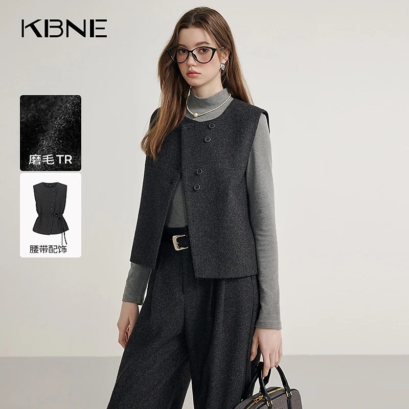 KBNE马甲女款外穿洋气高级感新款爆款时髦轻奢两穿磨毛灰色马甲