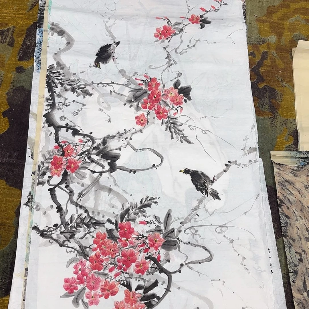 国画四尺花鸟作品童