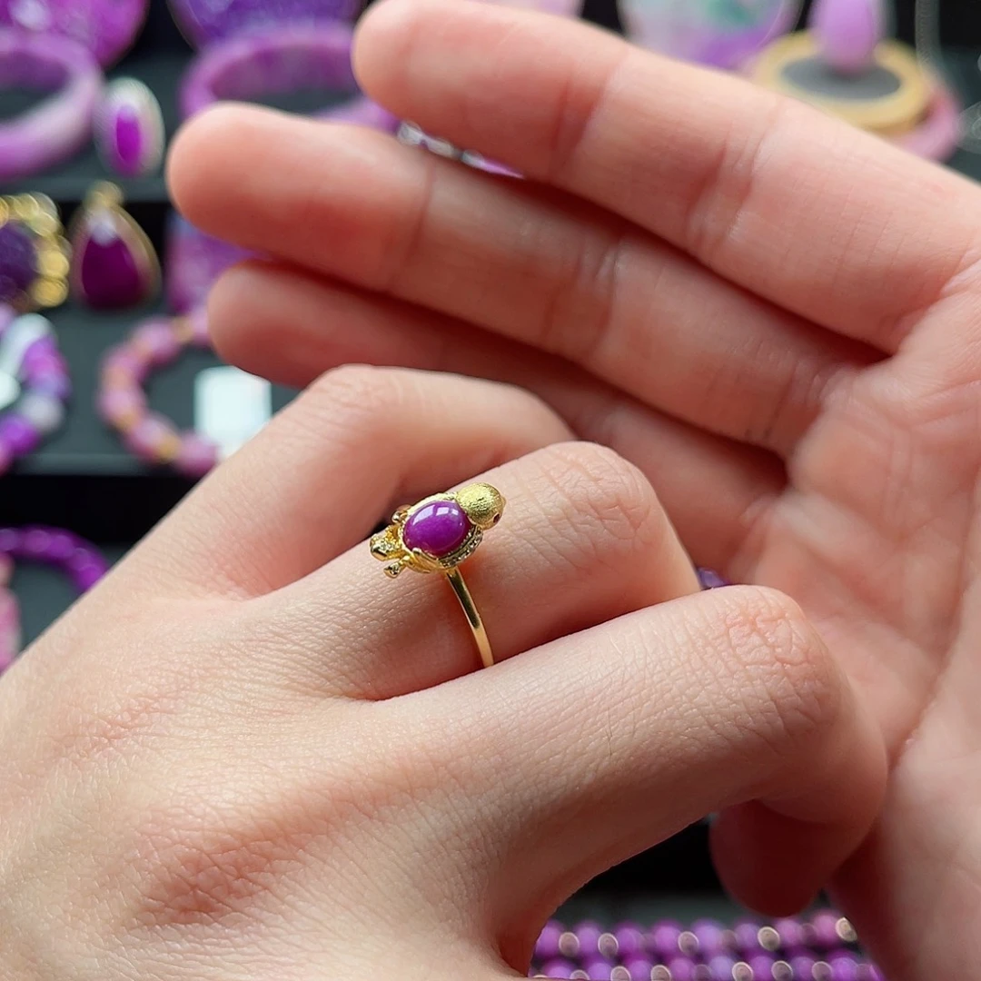 苏纪石（舒俱来）戒指银S925镀金镶嵌