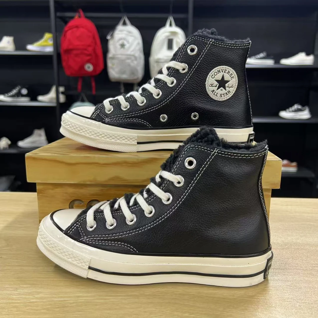 Converse匡威1970s仿羊羔绒拼接高帮板鞋男女同款黑色172364C