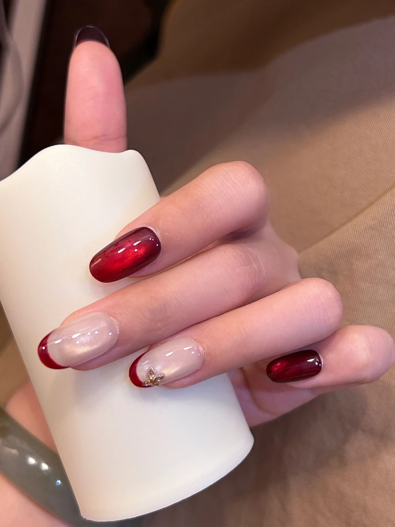 【富贵儿】法式红色手工穿戴甲显白美甲甲片