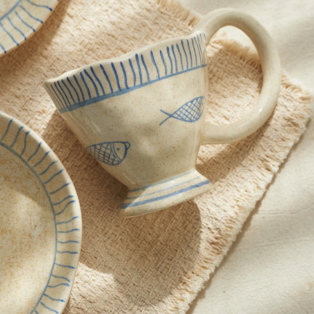 肆月寻慢陶瓷马克杯办公室水杯家用喝水专用精致好看高颜值学生