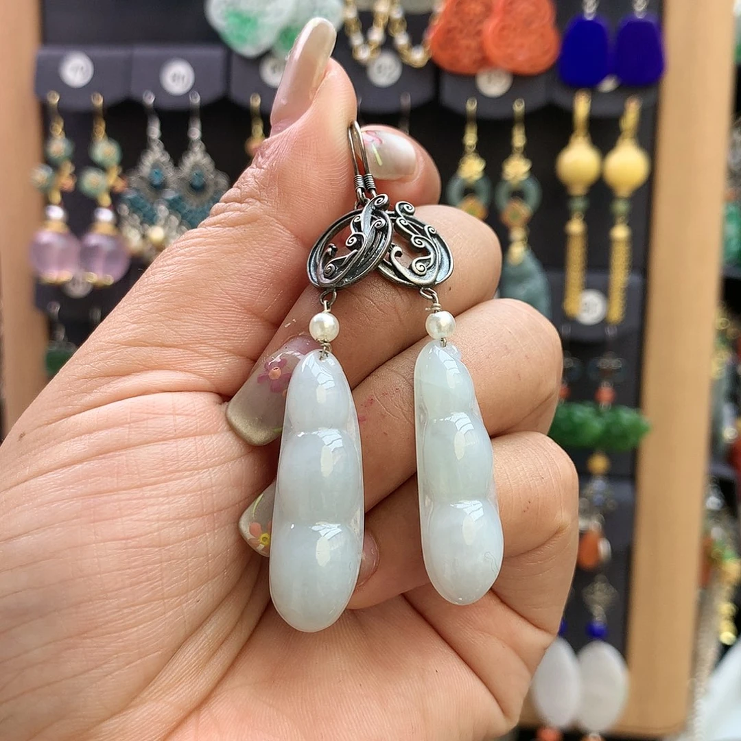 【闪购商品】翡翠耳饰银S925镶嵌耳坠