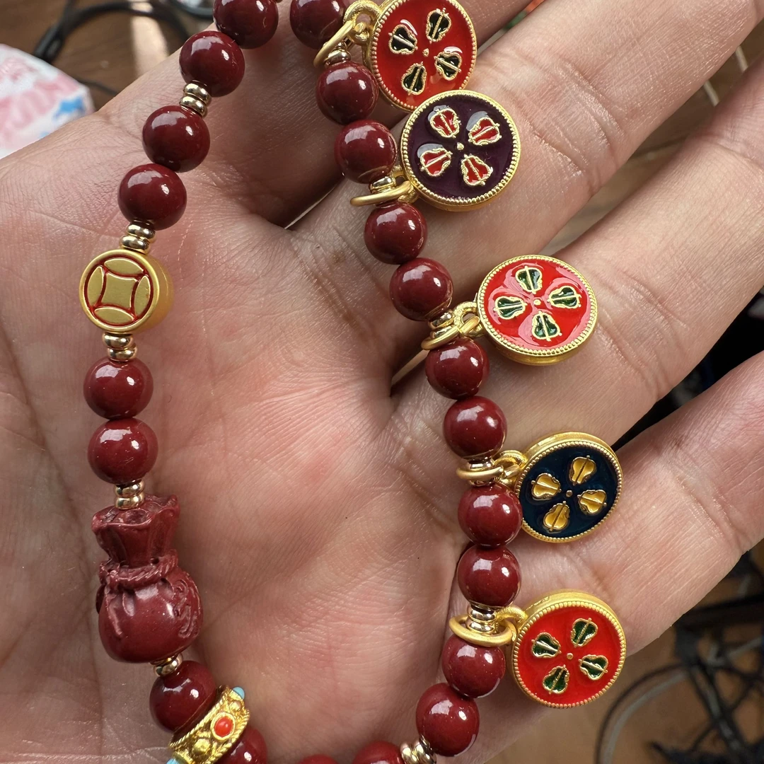 天然辰砂【德巧家】朱砂五路财神手机链