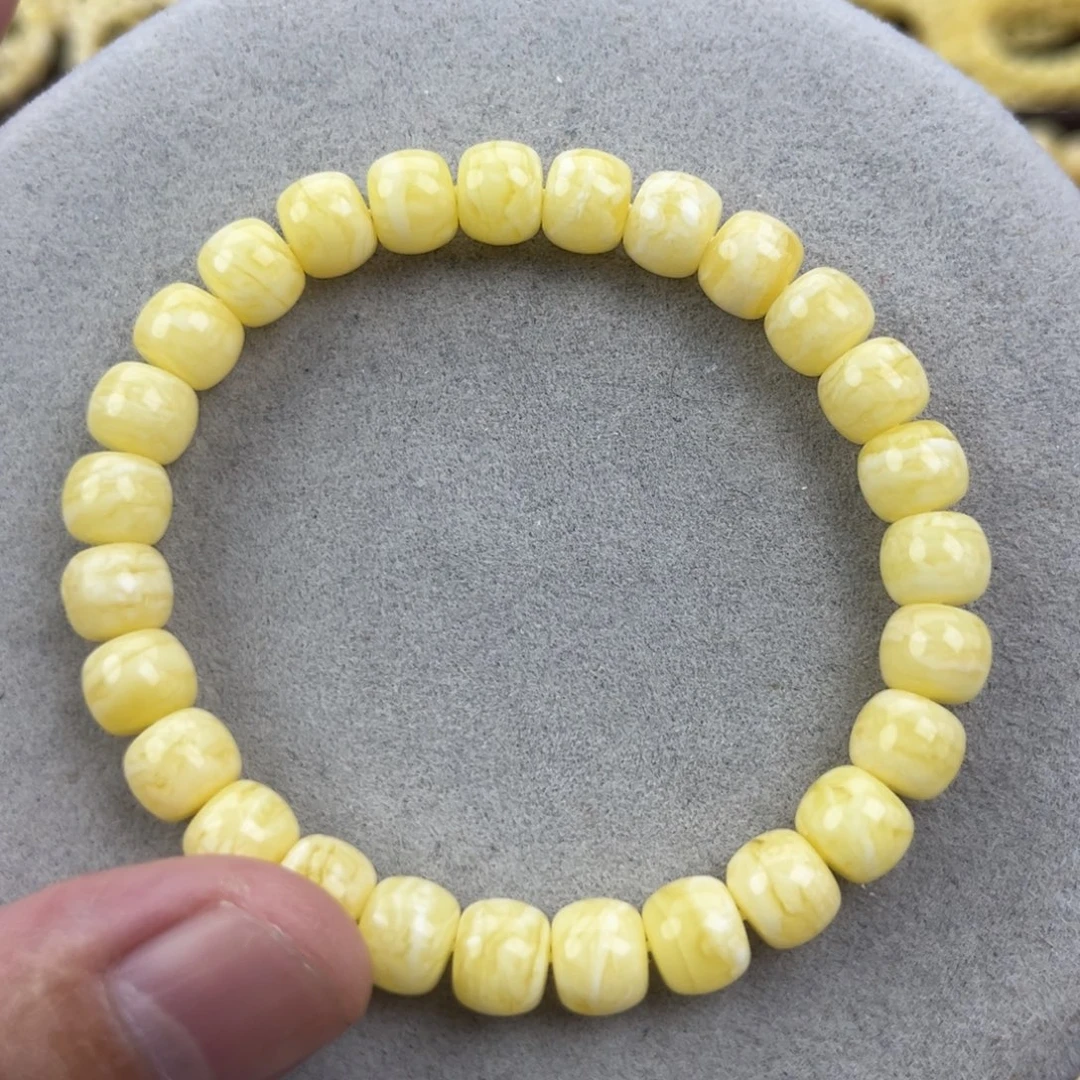 未镶嵌蜜蜡手串纯天然俄料白蜡金丝纹虎皮8.5；腕口17+