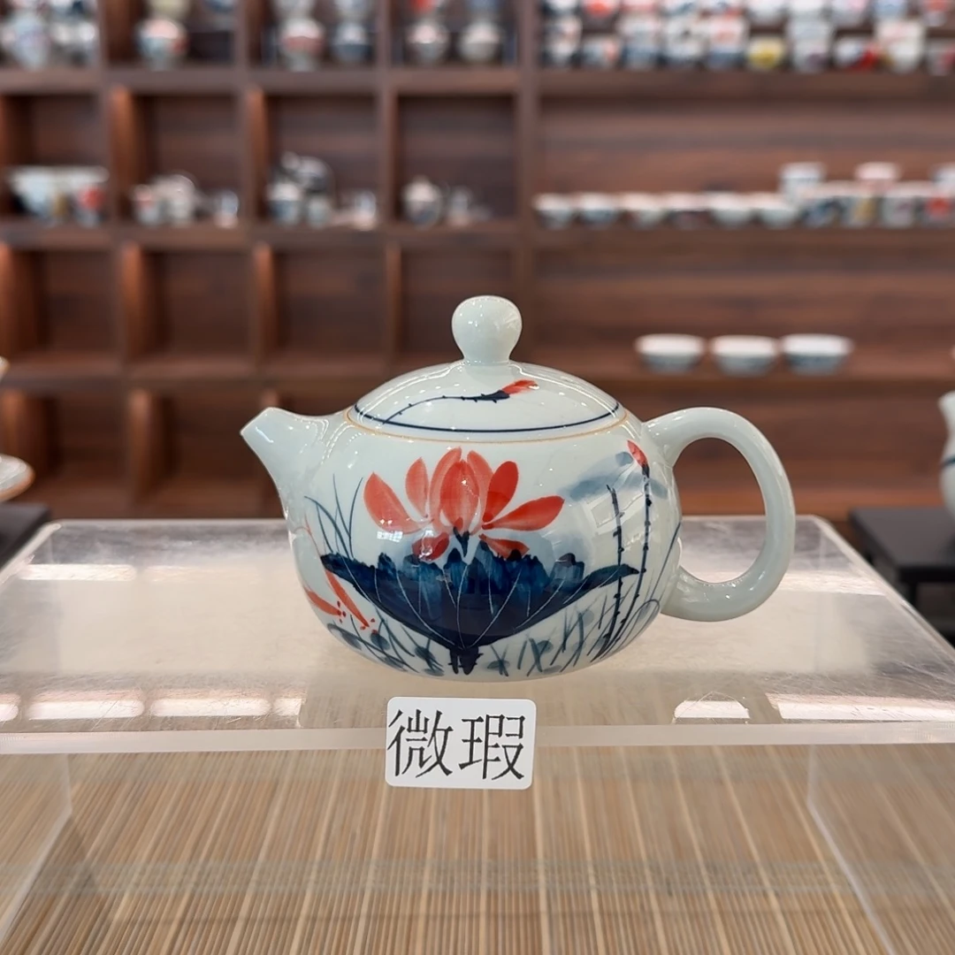 釉下手绘茶具微瑕